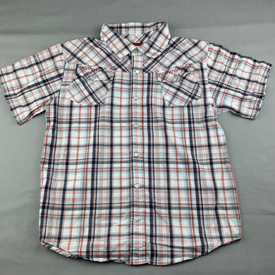 Boys Gymboree, checked cotton short sleeve shirt, poppers, FUC, size 7-8,  