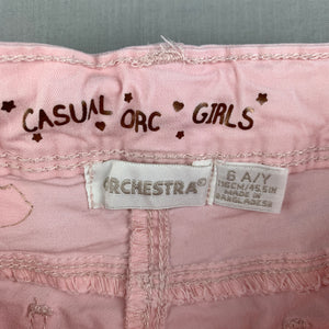 Girls Orchestra, pink stretch cotton pants, adjustable, Inside leg: 52cm, FUC, size 6,  