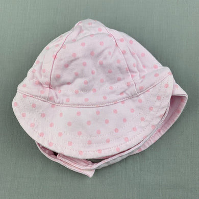 Girls David Jones, pink cotton hat, chin strap, GUC, size 000,  