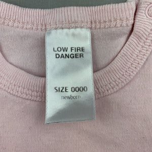 Girls pink, cotton bodysuit / romper, GUC, size 0000,  