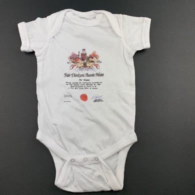 Boys Rabbit Skins, cotton bodysuit / romper, Fair Dinkum, GUC, size 00,  