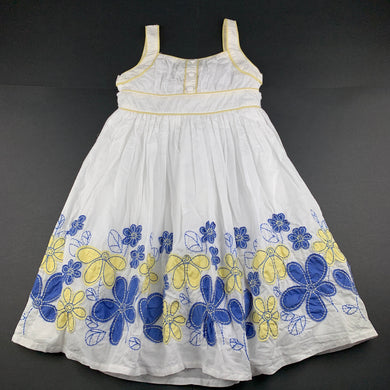Girls Origami, lined cotton summer dress, flowers, GUC, size 6, L: 69cm