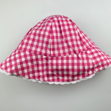 Girls US Polo Assn, pink & white check bucket hat, EUC, size 00,  