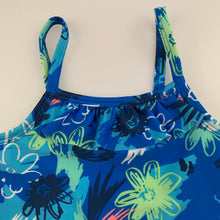 Load image into Gallery viewer, Girls Lily &amp; Dan, blue floral swim top, EUC, size 4,  