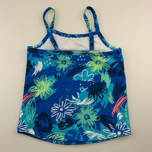 Girls Lily & Dan, blue floral swim top, EUC, size 4,  