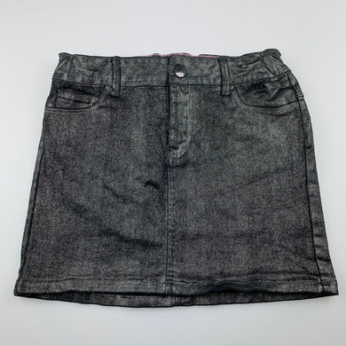 Girls Mooks, black metallic stretch cotton skirt, adjustable, L: 30cm, EUC, size 8,  