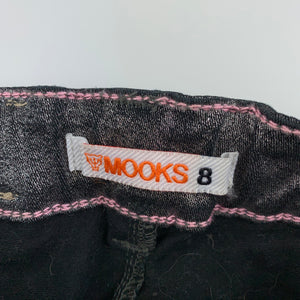 Girls Mooks, black metallic stretch cotton skirt, adjustable, L: 30cm, EUC, size 8,  