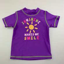 Load image into Gallery viewer, Girls All4Me, purple short sleeve rashie / swim top, EUC, size 1,  