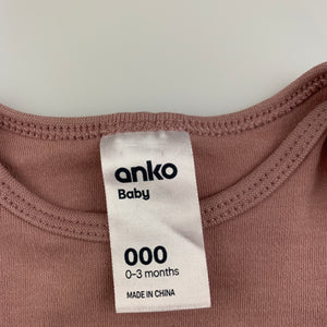 Girls Anko, cotton bodysuit / romper, acorns, FUC, size 000,  