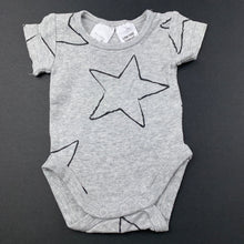 Load image into Gallery viewer, unisex Tiny Little Wonders, grey cotton bodysuit / romper, stars, GUC, size 0000,  