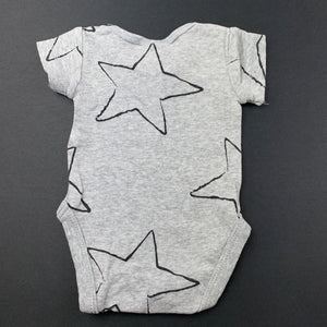 unisex Tiny Little Wonders, grey cotton bodysuit / romper, stars, GUC, size 0000,  