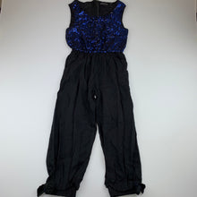 Load image into Gallery viewer, Girls STOP, lightweight black &amp; blue sequin jumpsuit, FUC, size 6,  