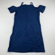 Load image into Gallery viewer, Girls Bardot Junior, navy stretchy open shoulder dress, EUC, size 8, L: 63cm