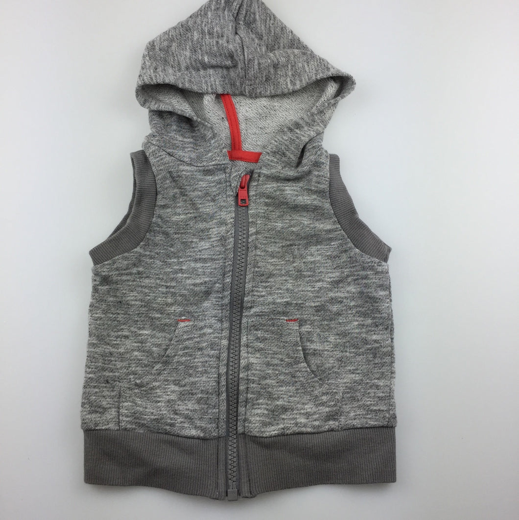 Boys Baby by David Jones, grey sleeveless hoodie sweater, zip-up, GUC, size 00