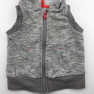 Boys Baby by David Jones, grey sleeveless hoodie sweater, zip-up, GUC, size 00