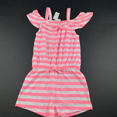 Girls B Collection, pink & white stripe summer playsuit, NEW, size 7,  