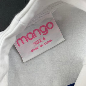 Girls Mango, navy & white stretchy top, FUC, size 4,  