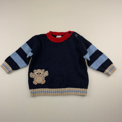 Boys Target, knitted cotton sweater / jumper, owl, EUC, size 00,  