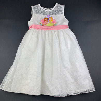 Girls Disney, Princess, lined embroidered tulle party dress, small light marks back skirt, FUC, size 5-6, L: 62cm