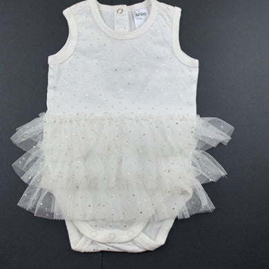 Girls Anko, white cotton tutu romper, GUC, size 0,  