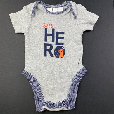 Boys Dymples, grey cotton bodysuit / romper, hero, FUC, size 0000,  