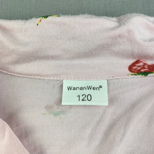 Girls Wanan Wen, pink stretchy pyjama top, strawberries, GUC, size 6,  
