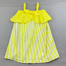 Load image into Gallery viewer, Girls Cotton On, yellow stripe cotton summer dress, GUC, size 4, L: 52cm