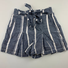 Load image into Gallery viewer, Girls Anko, blue &amp; white stripe cotton shorts, elasticated, GUC, size 8,  