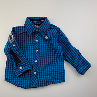 Boys GJ Unltd Jeans, check cotton long sleeve shirt, GUC, size 12 months,  