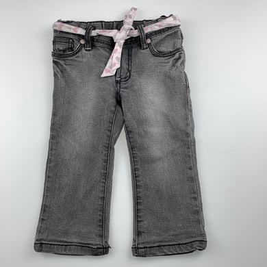 Girls Pumpkin Patch, grey stretch denim jeans, adjustable, FUC, size 1,  