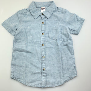 Boys Anko, blue linen / cotton short sleeve shirt, EUC, size 2,  