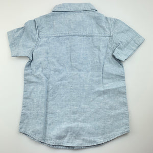 Boys Anko, blue linen / cotton short sleeve shirt, EUC, size 2,  