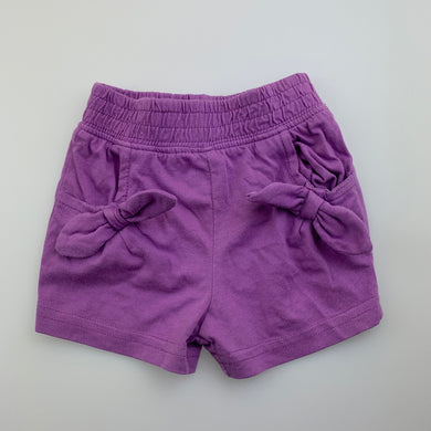 Girls Baby Berry, purple cotton shorts, elasticated, EUC, size 000,  