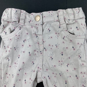 Girls Anko, floral stretch cotton pants, adjustable, EUC, size 00,  