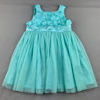 Girls Target, lined blue tulle party dress, flowers, GUC, size 0, L: 45cm