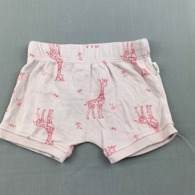 Girls Anko, soft organic cotton shorts, giraffes, GUC, size 00,  