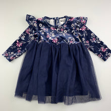 Load image into Gallery viewer, Girls Dymples, velour &amp; tulle long sleeve party dress, GUC, size 0, L: 41cm