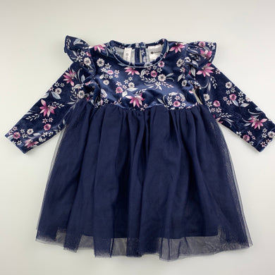 Girls Dymples, velour & tulle long sleeve party dress, GUC, size 0, L: 41cm