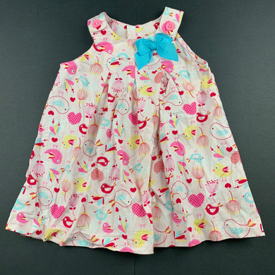 Girls Sprout, lightweight cotton summer dress, birds, GUC, size 0, L: 38cm