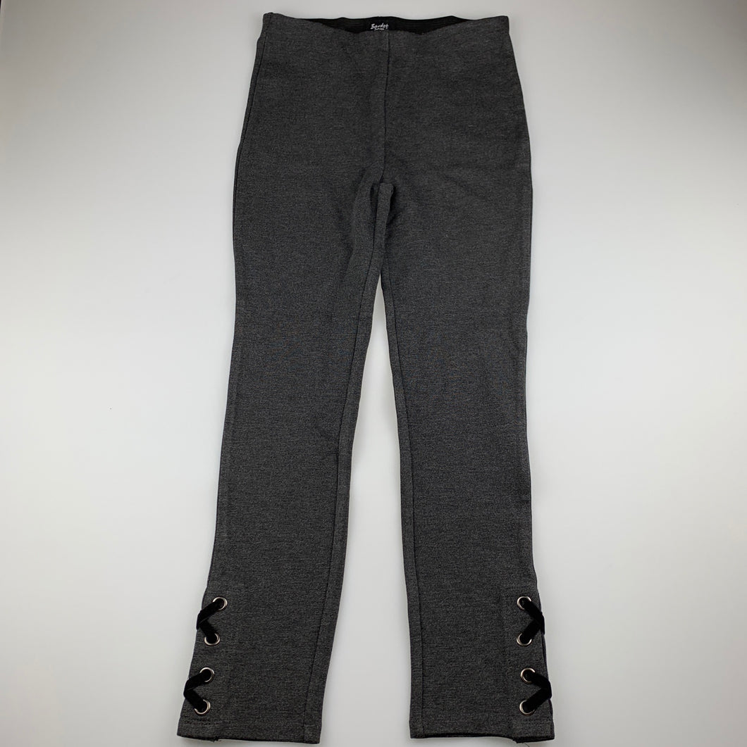 Girls Bardot Junior, grey stretchy pants, elasticated, Inside leg: 59cm, EUC, size 10,  