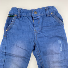Load image into Gallery viewer, Boys Mango, blue cotton casual pants, elasticated, Inside leg: 30.5cm, GUC, size 2,  
