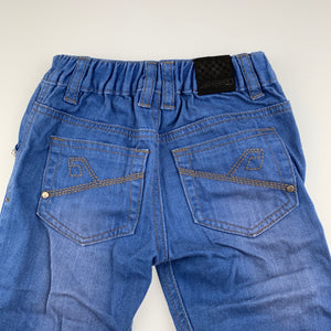 Boys Mango, blue cotton casual pants, elasticated, Inside leg: 30.5cm, GUC, size 2,  