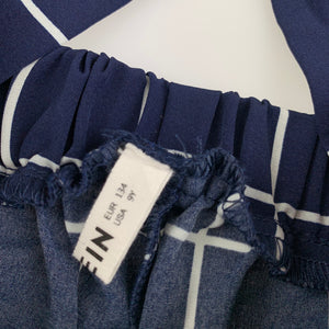 Girls Shein, navy & white check shorts, elasticated, EUC, size 9,  