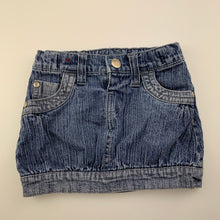Load image into Gallery viewer, Girls Target, blue stretch denim skirt, adjustable, L: 21cm, GUC, size 2,  