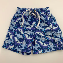 Load image into Gallery viewer, Boys Baby Berry, lightweight board shorts, elasticated, sharks, FUC, size 00,  