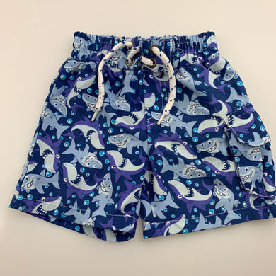 Boys Baby Berry, lightweight board shorts, elasticated, sharks, FUC, size 00,  