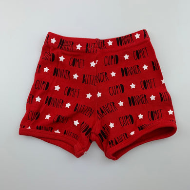 unisex Baby Berry, red cotton Christmas shorts, reindeer, GUC, size 00,  