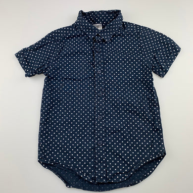 Boys Kids & Co, blue & white spot cotton short sleeve shirt, GUC, size 4,  