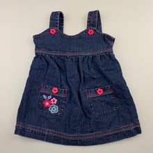 Load image into Gallery viewer, Girls Pumpkin Patch, blue denim overalls dress, GUC, size 0, L: 40cm