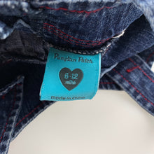 Load image into Gallery viewer, Girls Pumpkin Patch, blue denim overalls dress, GUC, size 0, L: 40cm